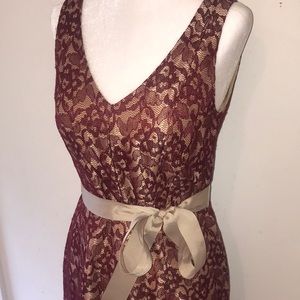 NWT The Limited Burgundy & Gold Lace Dress - Sz 4
